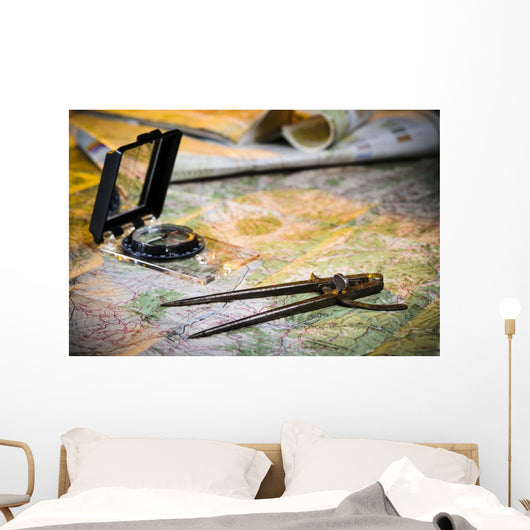Map and Compass Wall Decal