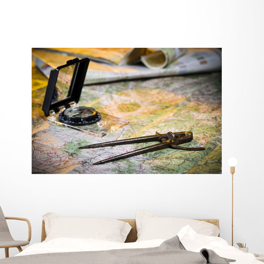 Map and Compass Wall Decal