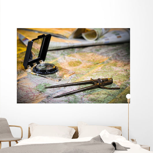 Map and Compass Wall Decal