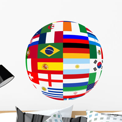 World Cup 2014 Flags Wall Decal shown on a wall