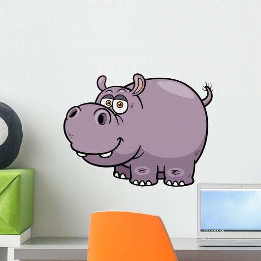 Vector illustration of Cartoon Hippopotamus Wall Decal