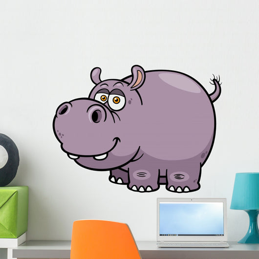 Vector illustration of Cartoon Hippopotamus Wall Decal