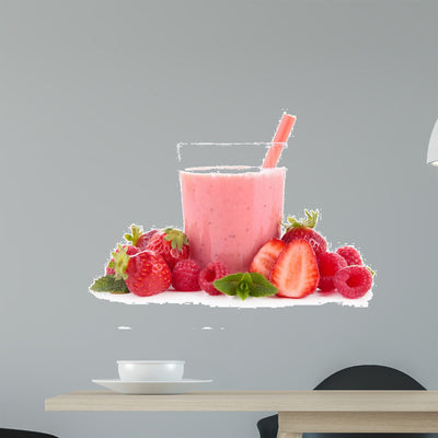 Strawberry Smoothie shown on a wall