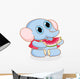 Cute Cartoon Elephant Eating Watermelon Wall Decal