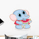 Cute Cartoon Elephant Eating Watermelon Wall Decal