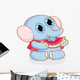 Cute Cartoon Elephant Eating Watermelon Wall Decal
