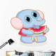 Cute Cartoon Elephant Eating Watermelon Wall Decal