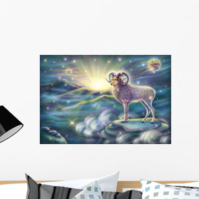 Aries Ram Zodiac Horoscope Wall Mural shown on a wall