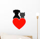 Dog Cat and Heart Wall Decal