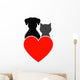 dog, cat and heart Wall Decal