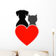dog, cat and heart Wall Decal
