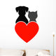 dog, cat and heart Wall Decal