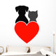 dog, cat and heart Wall Decal