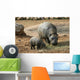 Pygmy Hippo With Baby Wall Mural