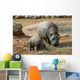 Pygmy Hippo With Baby Wall Mural