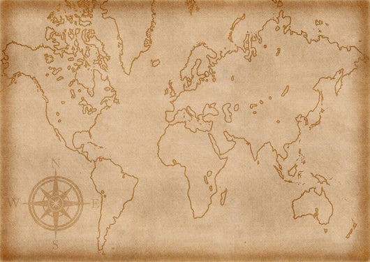 Computer Generated Old Map of the World Wall Mural