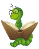 cute bookworm Wall Decal