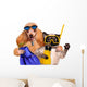 Dog with cat diver. Wall Decal