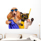 Dog with cat diver. Wall Decal