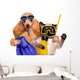 Dog with cat diver. Wall Decal
