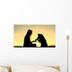Woman and Her Dog Shaking Hands Silhouette Wall Mural