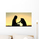 Woman and Her Dog Shaking Hands Silhouette Wall Mural