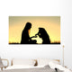 Woman and Her Dog Shaking Hands Silhouette Wall Mural