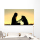 Woman and Her Dog Shaking Hands Silhouette Wall Mural