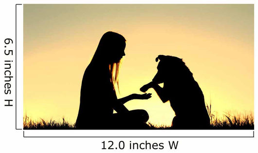 Woman and Her Dog Shaking Hands Silhouette Wall Mural
