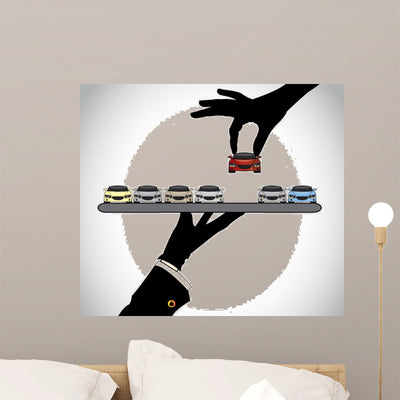 Hand Silhouette Choosing Best shown on a wall