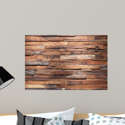 Timber Wood Wall Texture Wall Decal shown on a wall
