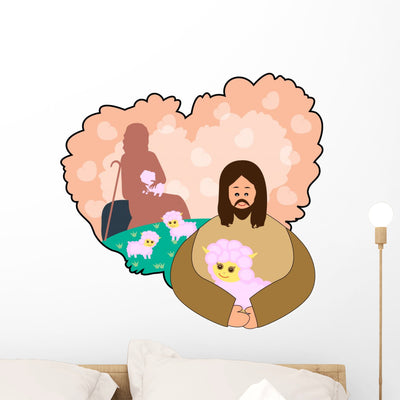 Jesus Is Good Shepherd Wall Decal shown on a wall