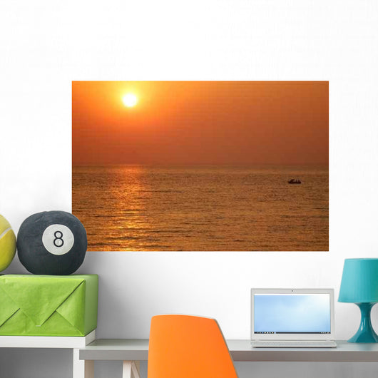 Boat and Setting Sunset Wall Decal