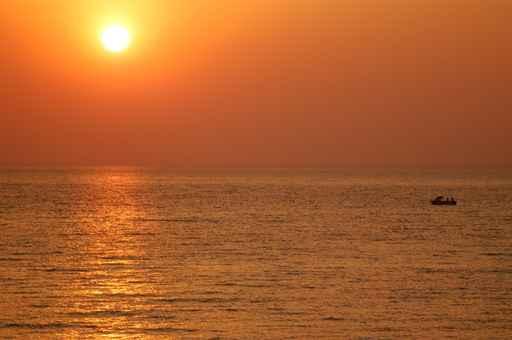 Boat and Setting Sunset Wall Decal