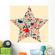 4th of July icon collage illustration T-shirt design Wall Mural