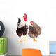 Rooster and Chicken on White Background Wall Decal