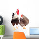 Rooster and Chicken on White Background Wall Decal