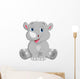 Happy Rhino Cartoon Sitting Wall Decal