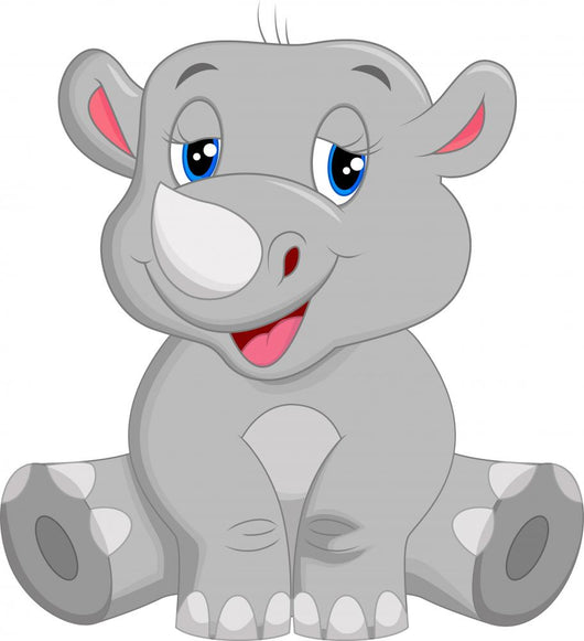 Happy rhino cartoon sitting Wall Decal