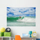 Athletic surfer with board Wall Mural