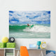 Athletic surfer with board Wall Mural