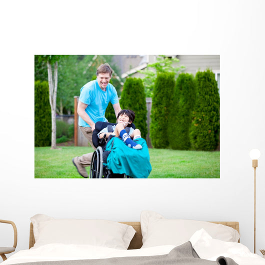Father Racing around Park Wall Decal