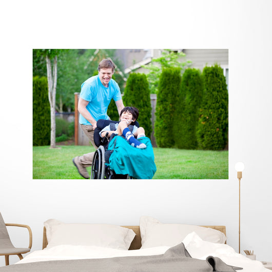 Father Racing around Park Wall Decal
