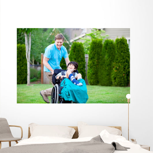 Father Racing around Park Wall Decal