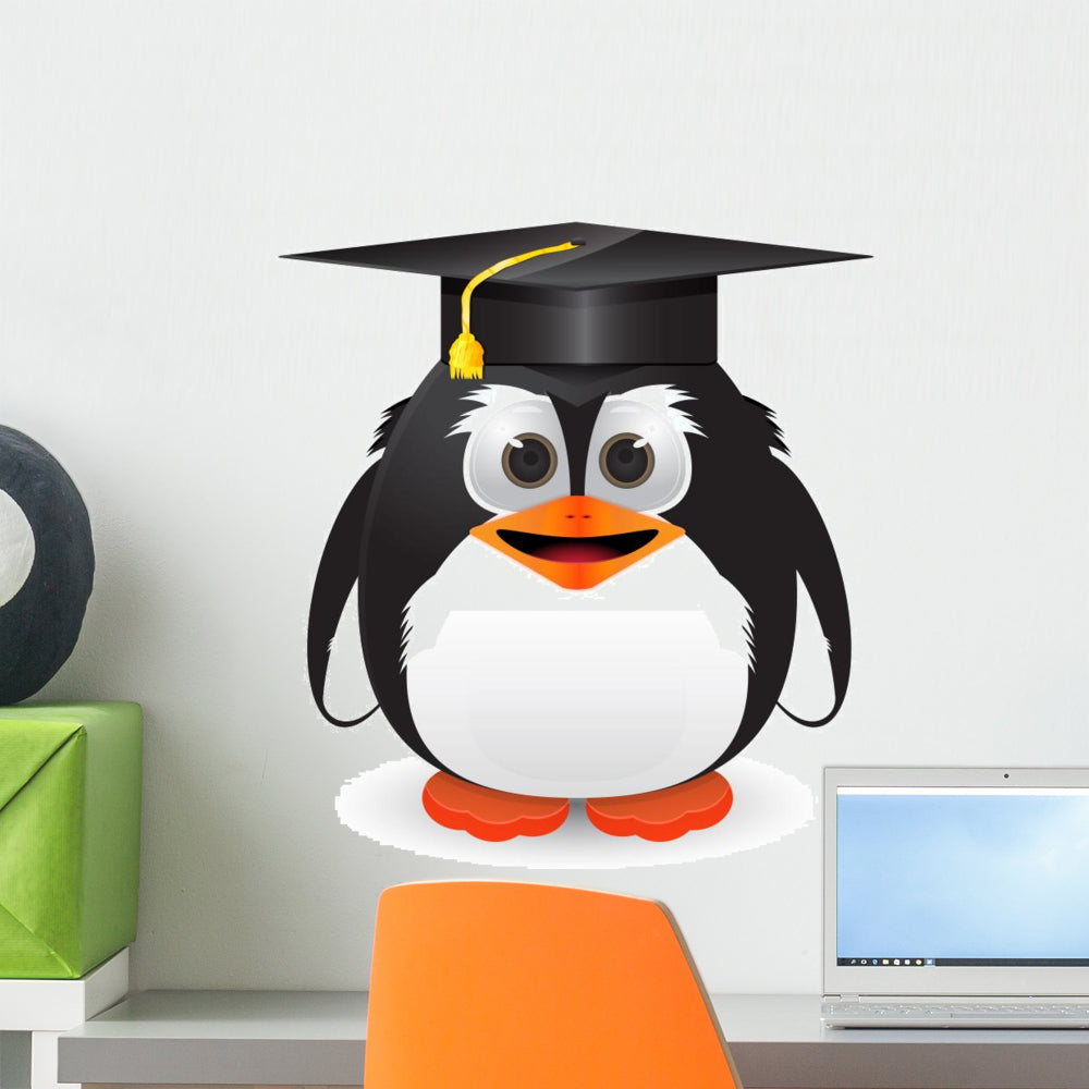 Penguin with Graduation Cap Wall Decal – Wallmonkeys