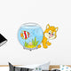 Little Red Kitten Walking around an Aquarium Wall Decal