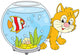 Little Red Kitten Walking around an Aquarium Wall Decal