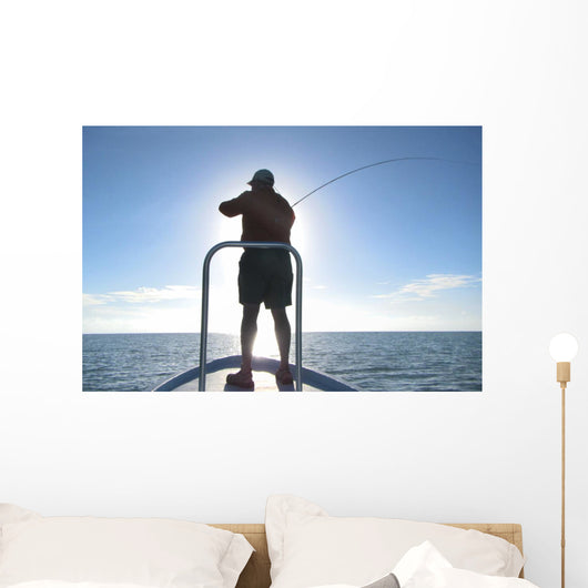 Fly Fisherman Sunrise Wall Decal