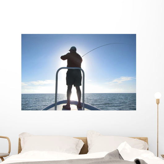 Fly Fisherman Sunrise Wall Decal