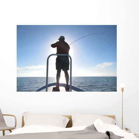 Fly Fisherman Sunrise Wall Decal